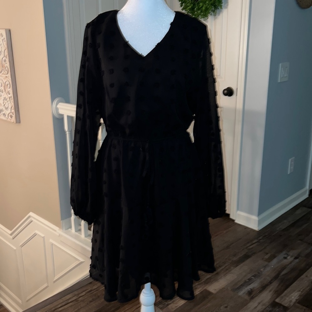 Black polka dot dress